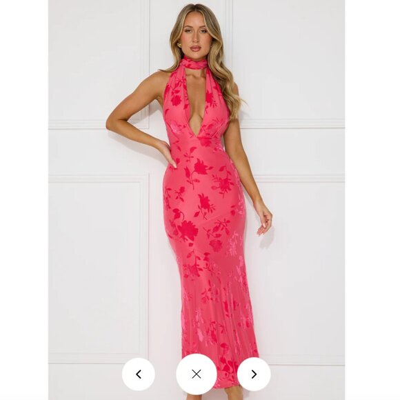 NWT - SHALLOW LOVE HALTER MAXI DRESS PINK - Picture 1 of 7